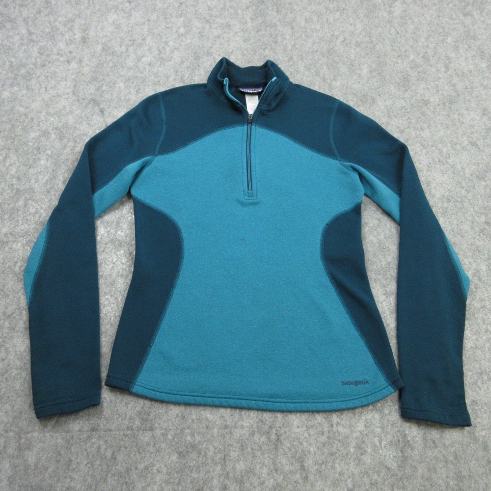 Patagonia Pullover‎ Women XS Teal Polartec Power Dry Quarter Zip Active Hiking